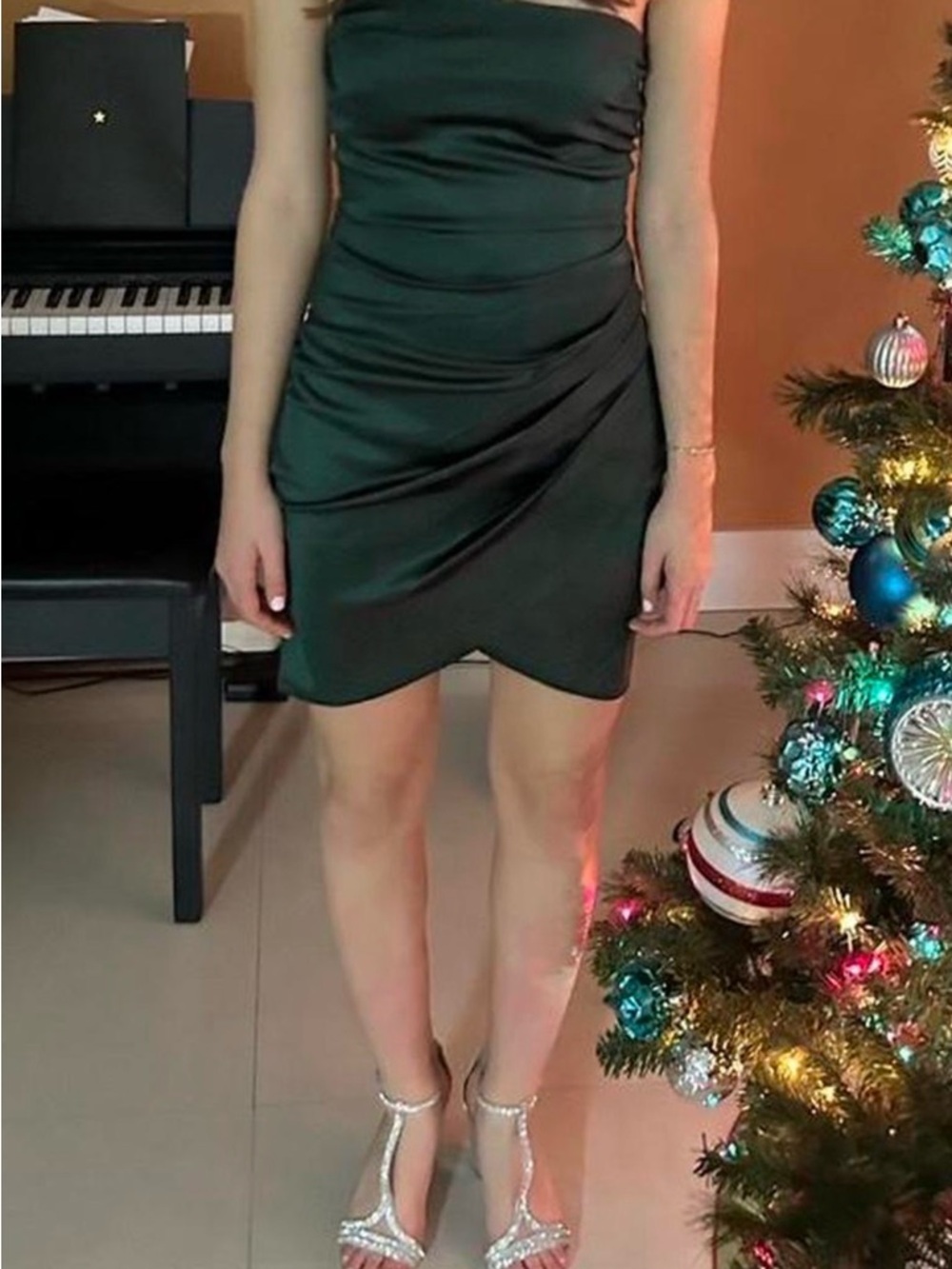 Windsor Strapless Ruched Mini Dress in Emerald Green